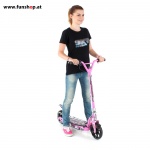 SXT100 elektrischer Kinderscooter in pink mit Mädchen von vorne im FunShop Wien kaufen testen und probefahren