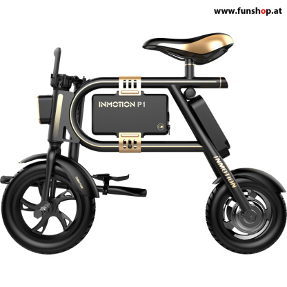 Inmotion P1 elektrisches Klapprad in schwarz zusammen geklappt beim Experten für Elektromobilität im FunShop Wien testen probefahren und kaufen