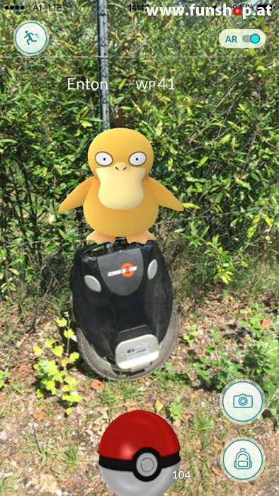 Pokémon Go mit einem elektrischen Einrad von Kingsong Ninebot Inmotion Monowheel Airwheel Solowheel Onewheel Angelboard Hoverboard Oxboard Segway GotWay spielen und Enton finden