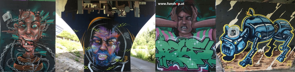 graffiti-tulln-danube-cycle-Klosterneuburg-electric-unicycle-tour-Donaukanal-Donauinsel-Kingsong-KS18-FunShop-vienna-austria